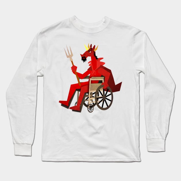 Devil Unicorn in Wheelchair Long Sleeve T-Shirt by Thatssounicorny